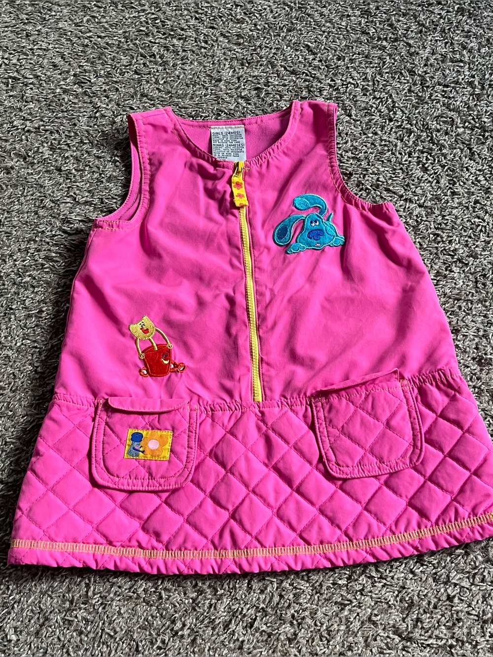 Vintage Blue's Clues Pink Girls Quilted Jumper Dress 24 Months Nick Jr. Y2K